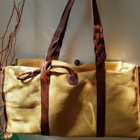 Eddie Bauer Twill & Leather Duffle Bag